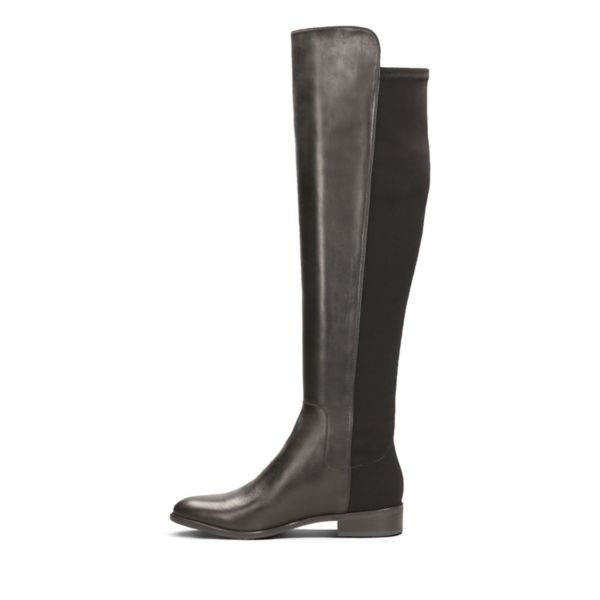 Clarks Womens Caddy Belle Knee High Boots Black | UK-8276015